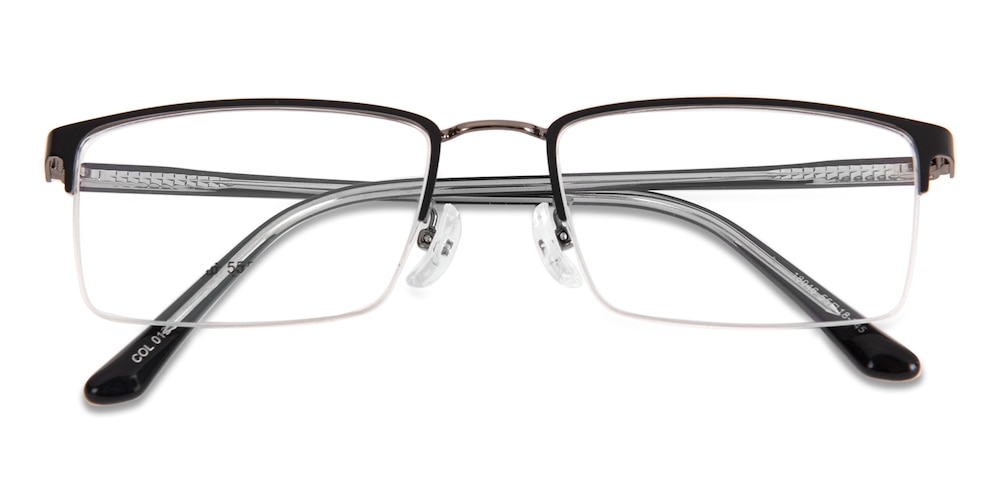 Stephen Black/Gunmetal Rectangle Metal Eyeglasses