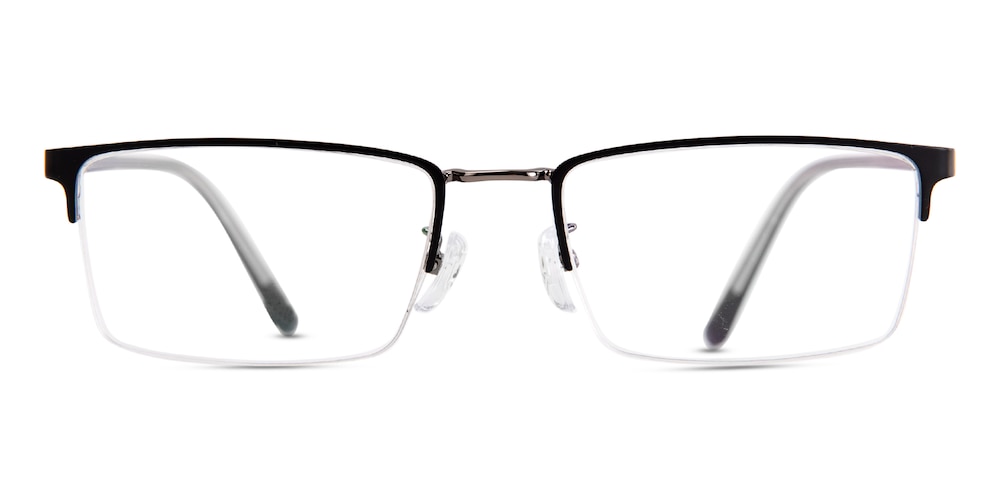 Stephen Black/Gunmetal Rectangle Metal Eyeglasses