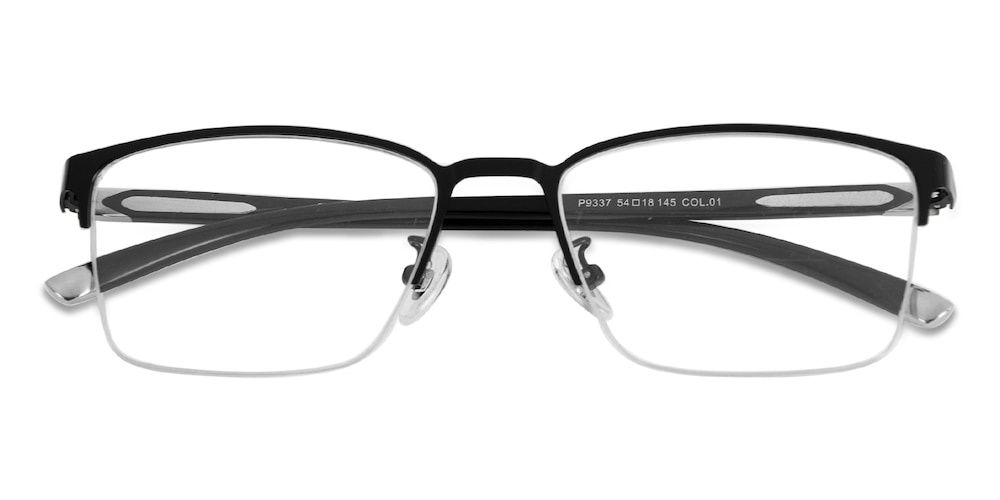 Allen Black Rectangle Metal Eyeglasses