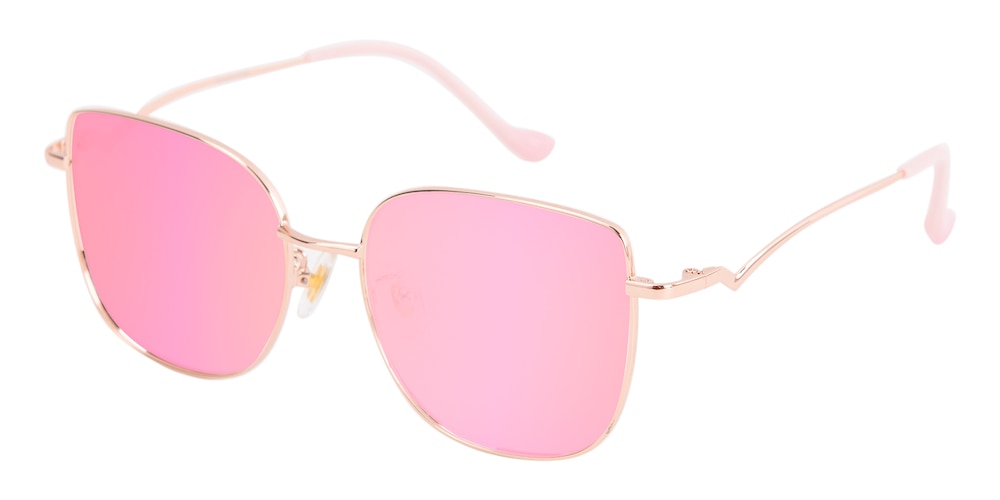 Norma Rose Gold Cat Eye Metal Sunglasses