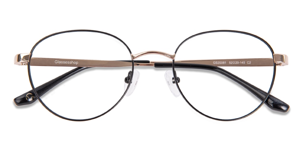 Saxton Black/Golden Oval Stainless Steel Eyeglasses