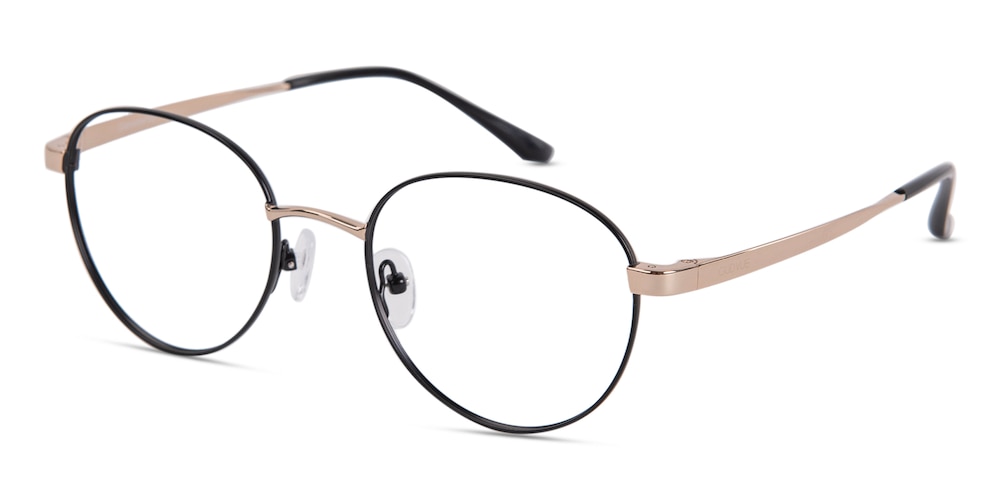 Saxton Black/Golden Oval Stainless Steel Eyeglasses