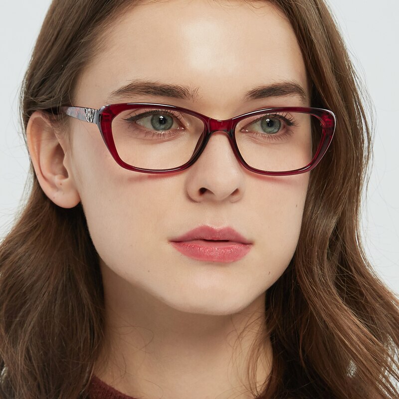 Valentina Red Cat Eye Plastic Eyeglasses