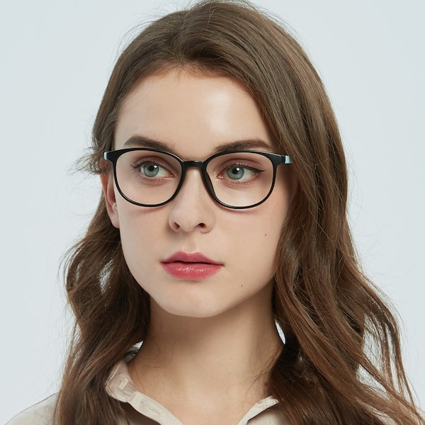 Yonkers Round Black/Green Full-Frame TR90 Eyeglasses | GlassesShop