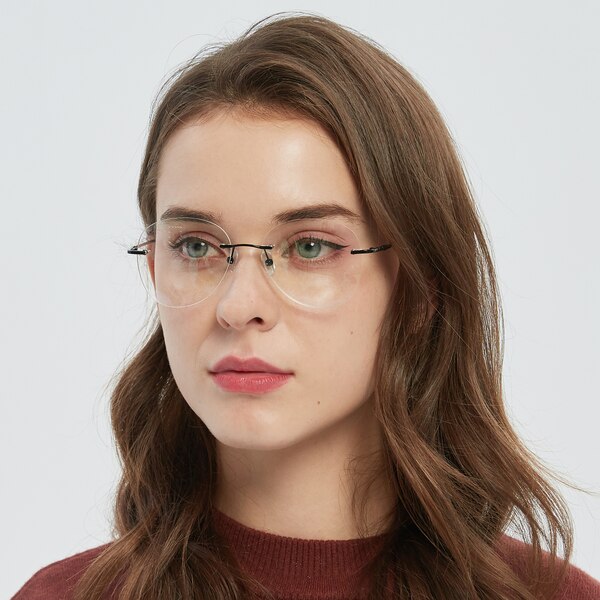 Allentown Aviator Black Rimless Metal Eyeglasses