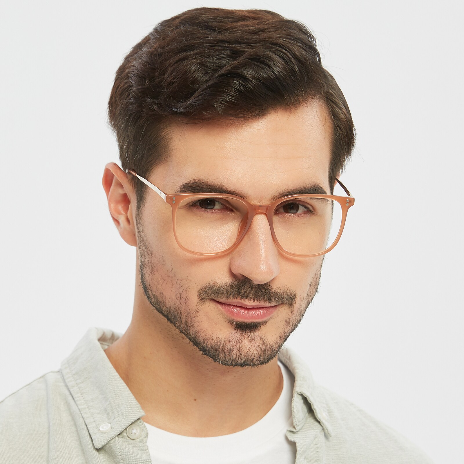 Square Eyeglasses, Full Frame Brown TR90,Metal,blend Material - FP2107