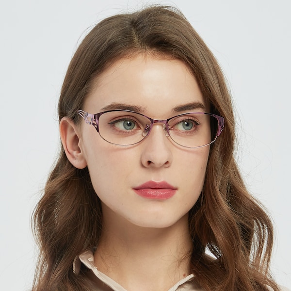 Celeste Oval Purple Full-Frame Metal Eyeglasses | GlassesShop
