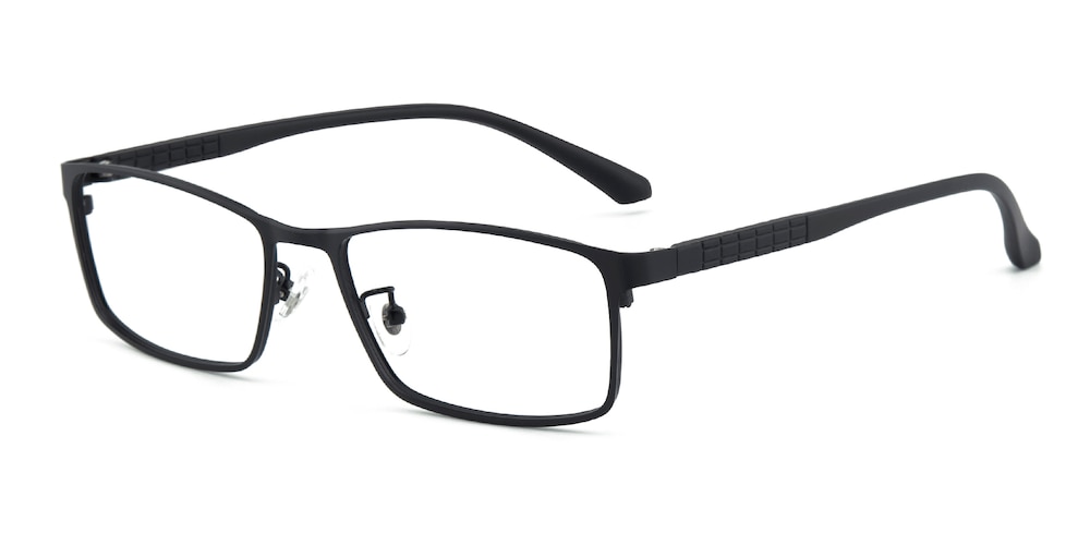 Antony Black Rectangle Metal Eyeglasses