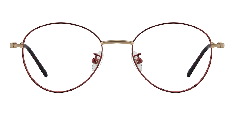 Raleigh Golden/Red Oval Metal Eyeglasses