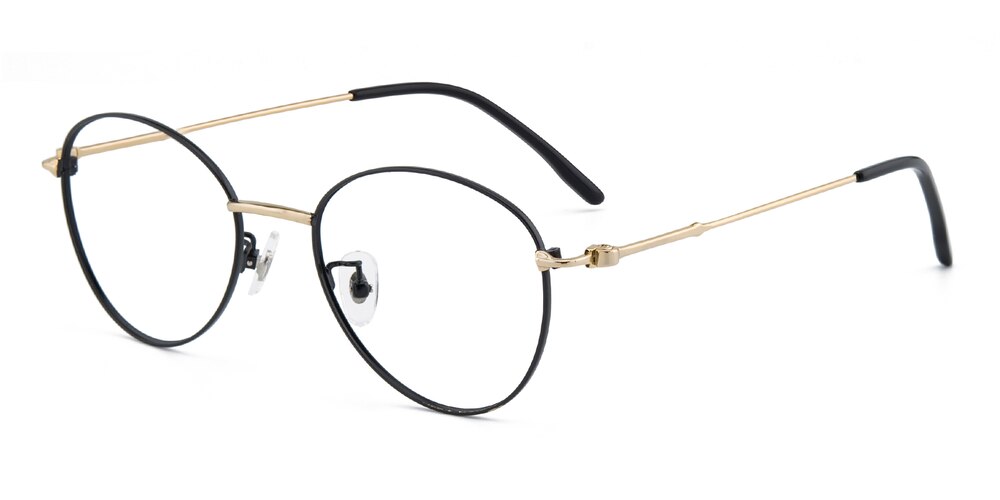 Raleigh Black/Golden Oval Metal Eyeglasses