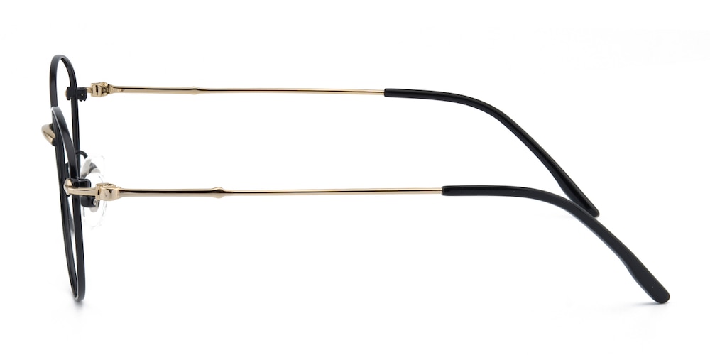 Raleigh Black/Golden Oval Metal Eyeglasses