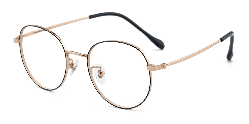 Scranton Black/Golden Round Titanium Eyeglasses