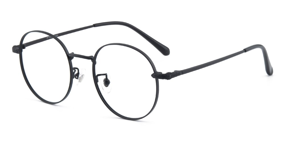 Regina Black Round Titanium Eyeglasses
