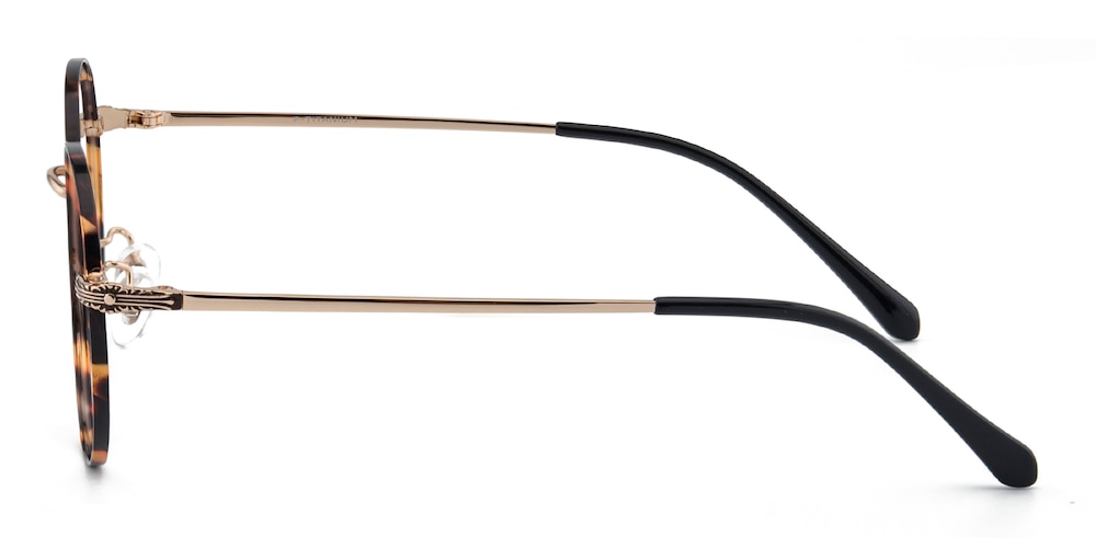 Regina Tortoise/Golden Round Titanium Eyeglasses