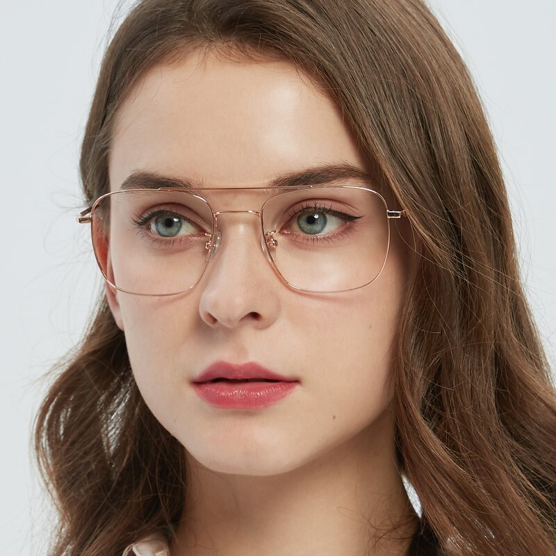 Huggins Aviator Rose Gold Full-Frame Titanium Eyeglasses | GlassesShop