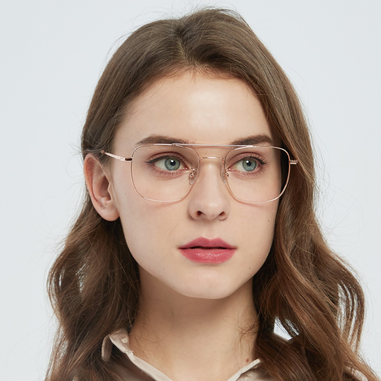 Aviator Eyeglasses, Full Frame Rose Gold Titanium - FT0276