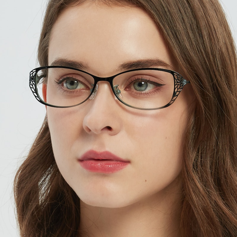 Amelia Black Oval Metal Eyeglasses