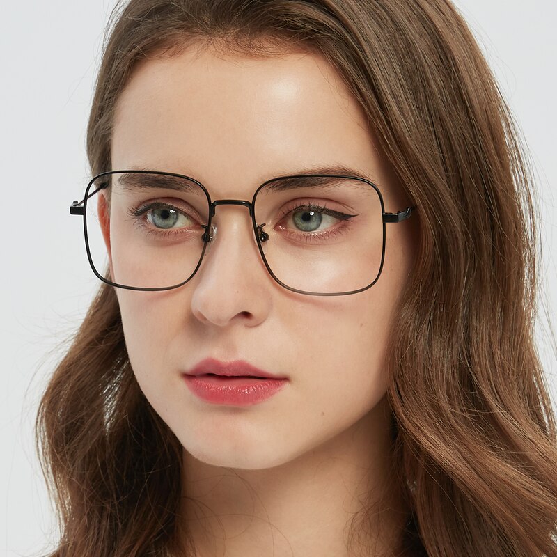 Oneida Black Square Titanium Eyeglasses