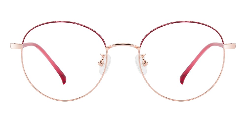 Catherine Golden/Red Round Metal Eyeglasses