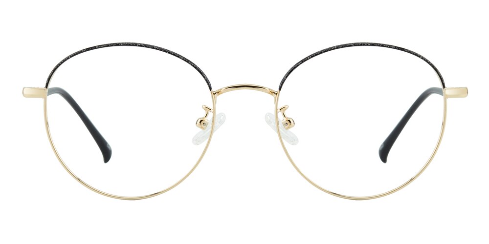 Catherine Golden/Black Round Metal Eyeglasses