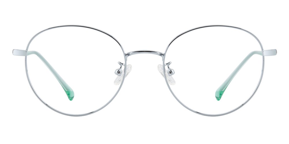 Catherine Silver/Green Round Metal Eyeglasses