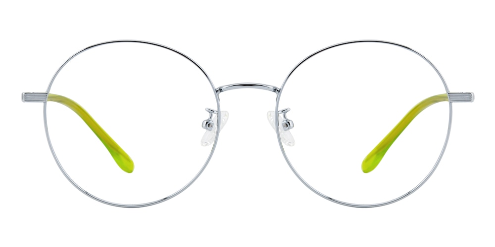 Altoona Silver/Green Round Metal Eyeglasses