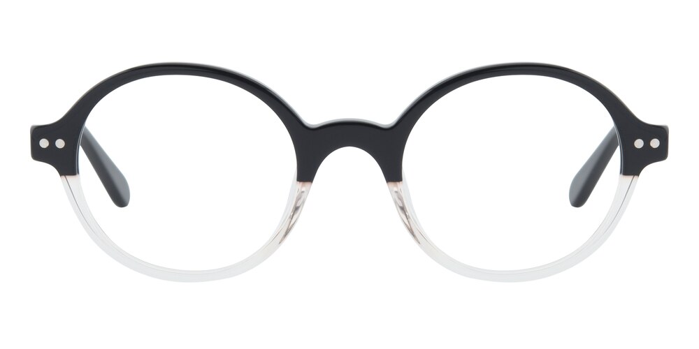 Everett Black/Crystal Round Acetate Eyeglasses