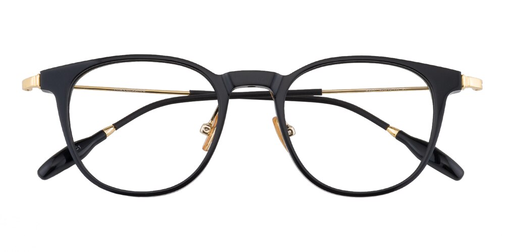 Moab Black/Golden Oval Acetate Eyeglasses
