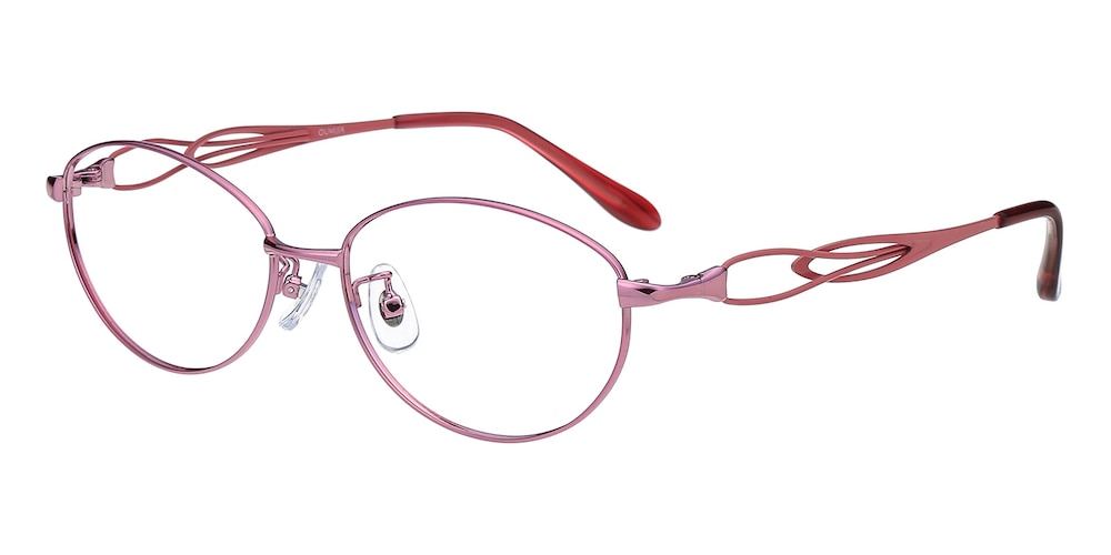 Kelly Pink Oval Metal Eyeglasses