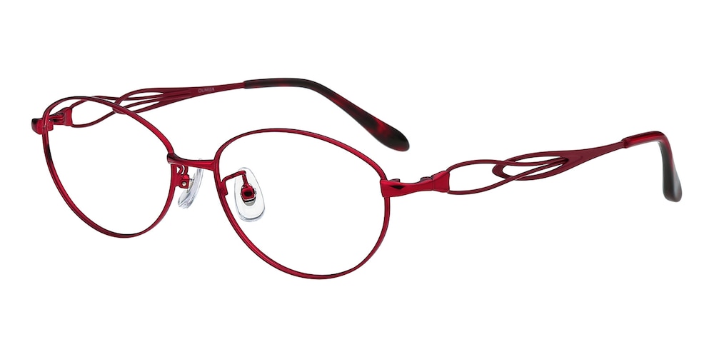 Kelly Red Oval Metal Eyeglasses
