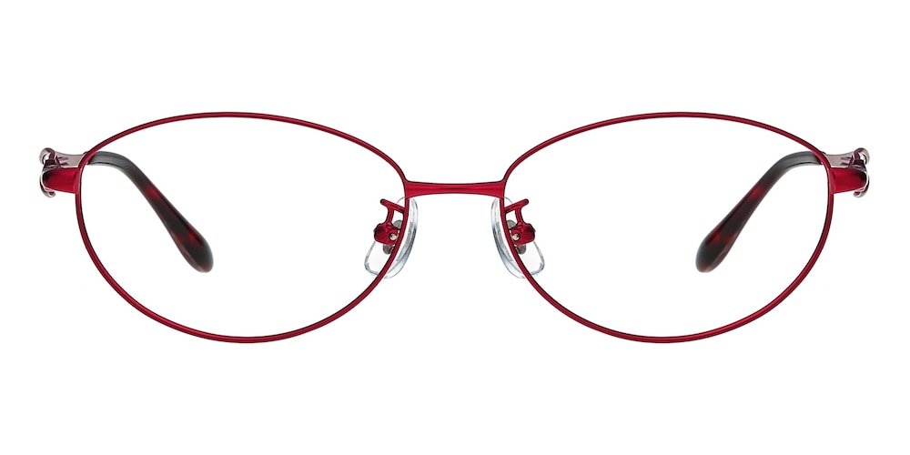 Kelly Red Oval Metal Eyeglasses