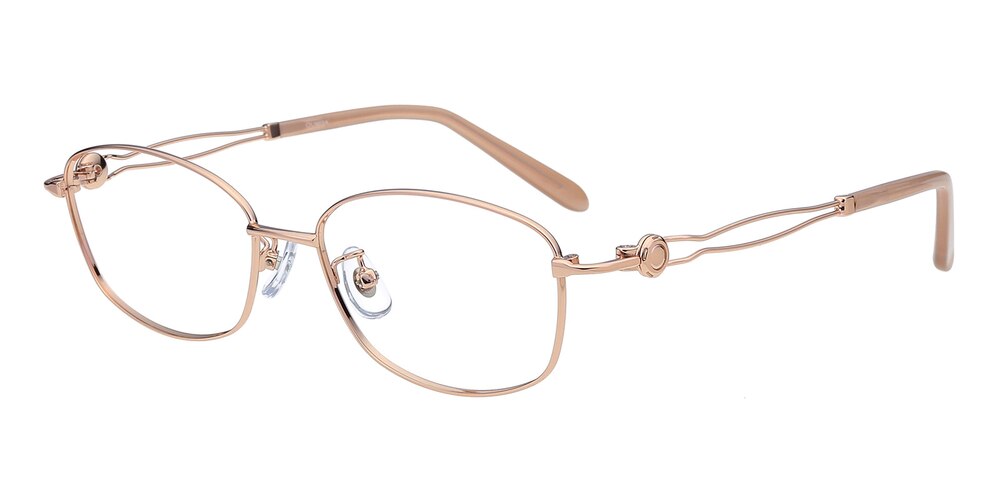 Mildred Golden Oval Metal Eyeglasses