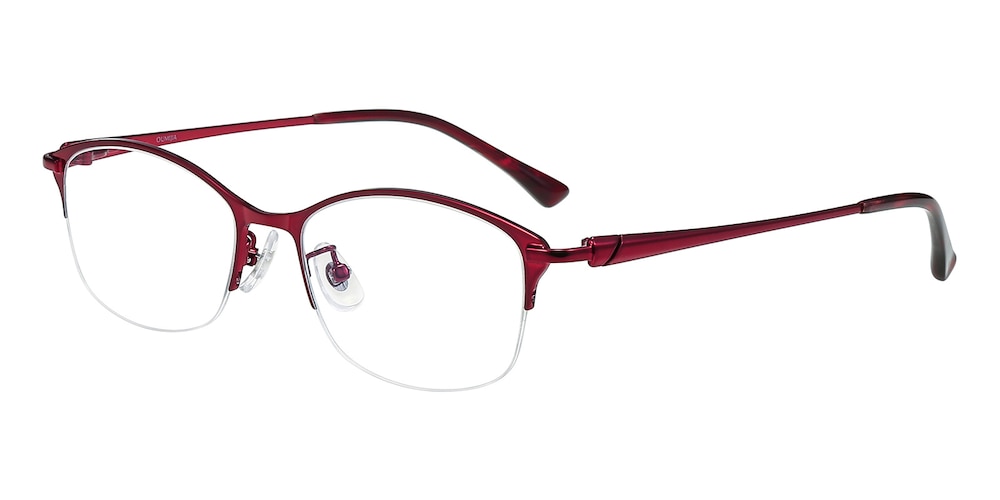 Sally Red Oval Metal Eyeglasses