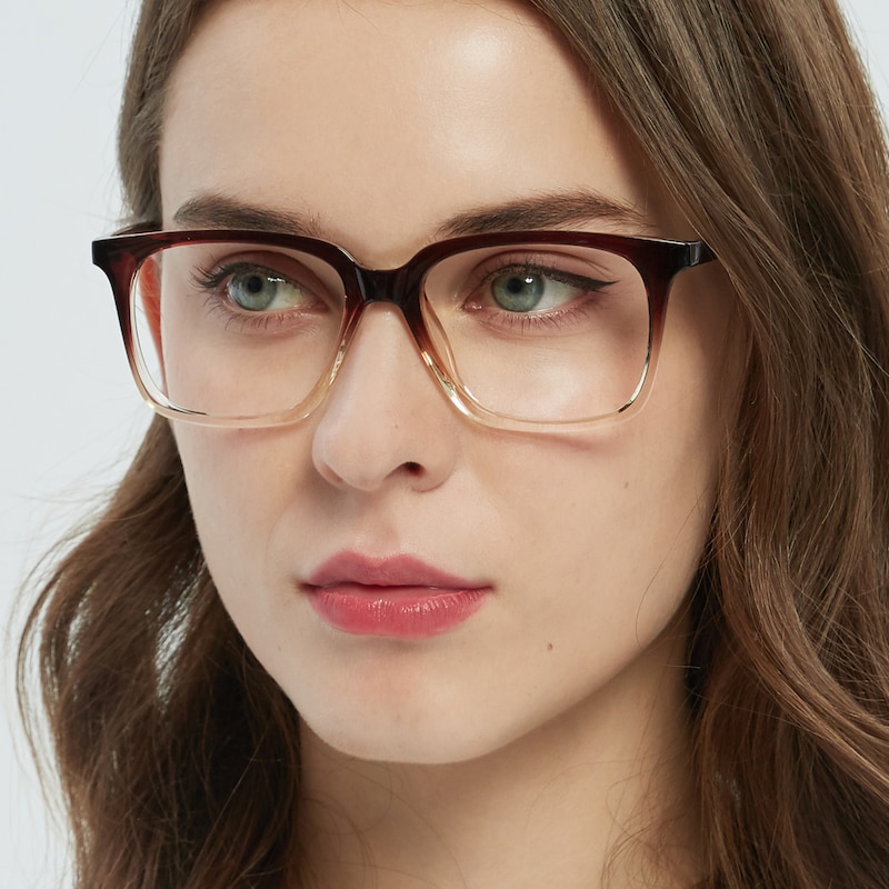 Rosemont Brown/Crystal Square TR90 Eyeglasses