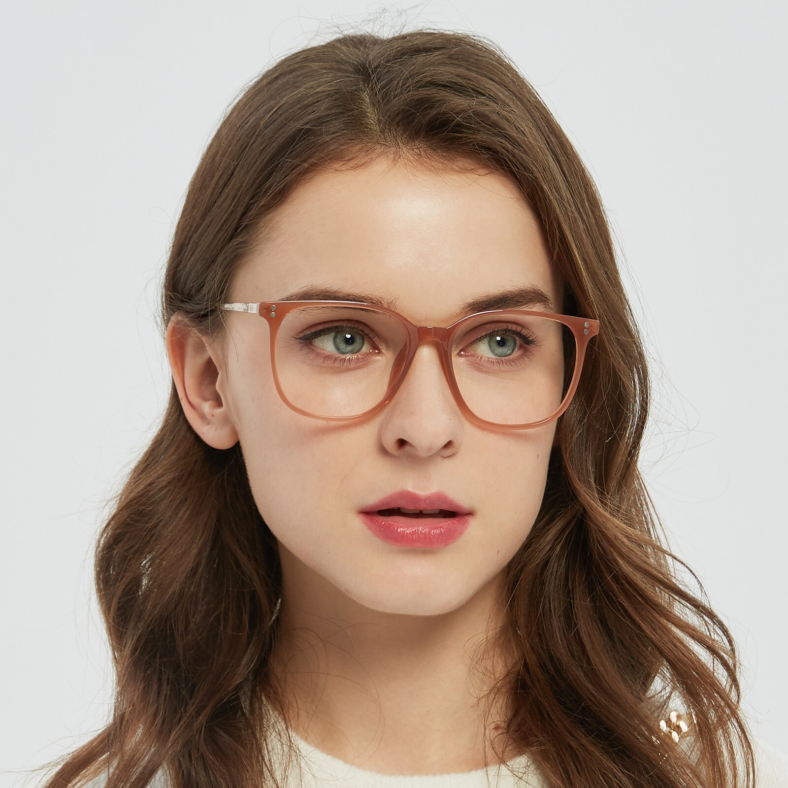 Square Eyeglasses, Full Frame Brown TR90,Metal,blend Material - FP2107