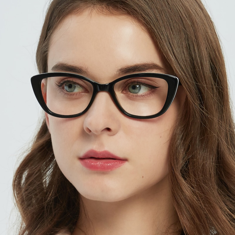 Nicole Black/White Cat Eye Acetate Eyeglasses