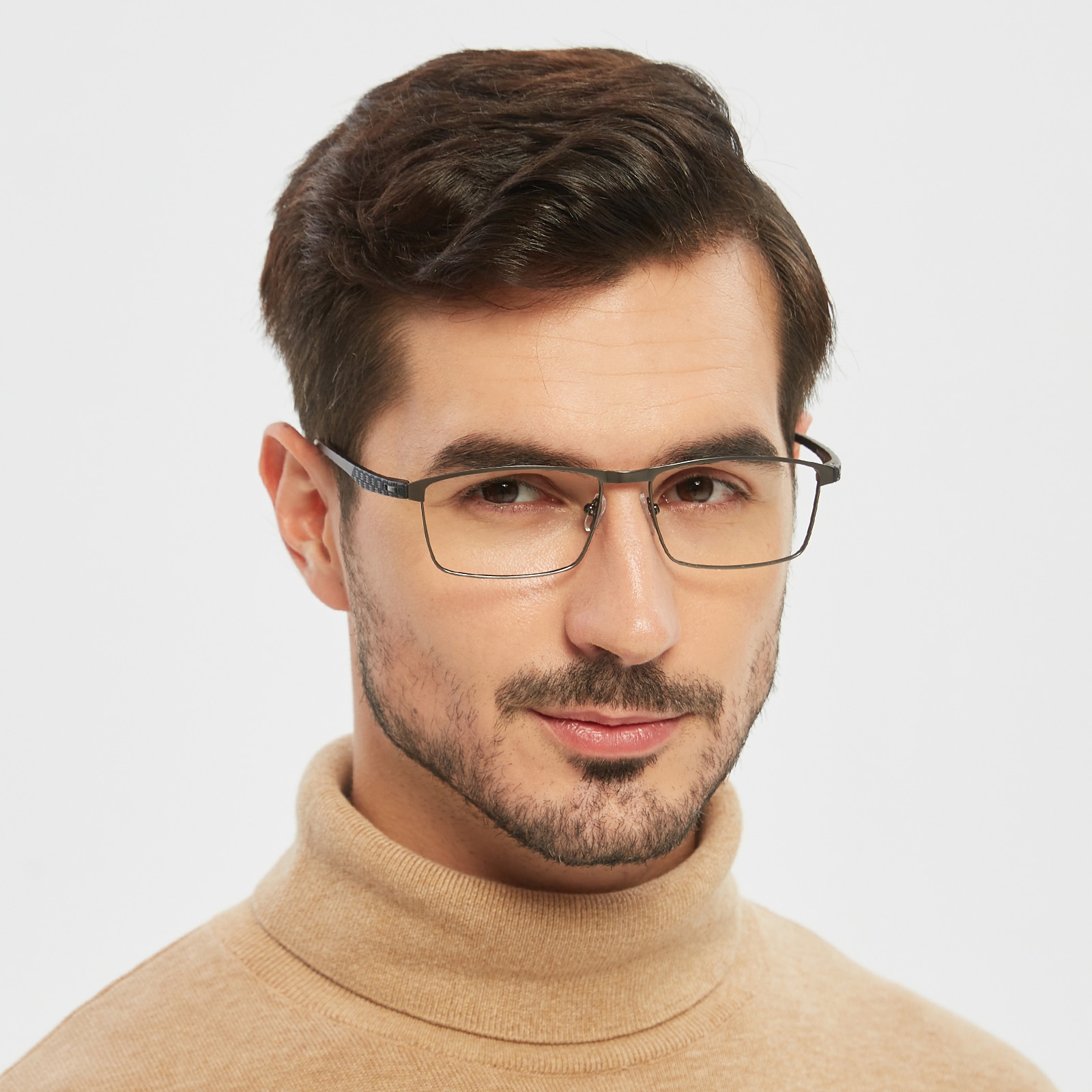 Rectangle Eyeglasses, Full Frame Gunmetal Metal - FM1308