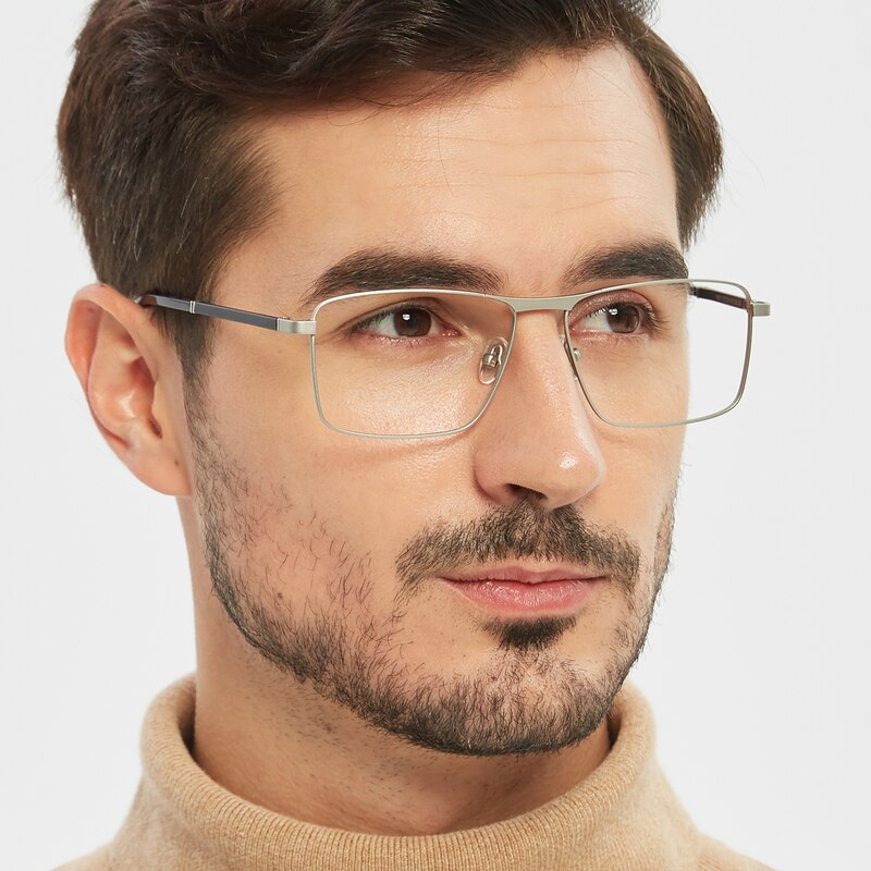 Benjamin Silver Rectangle Metal Eyeglasses