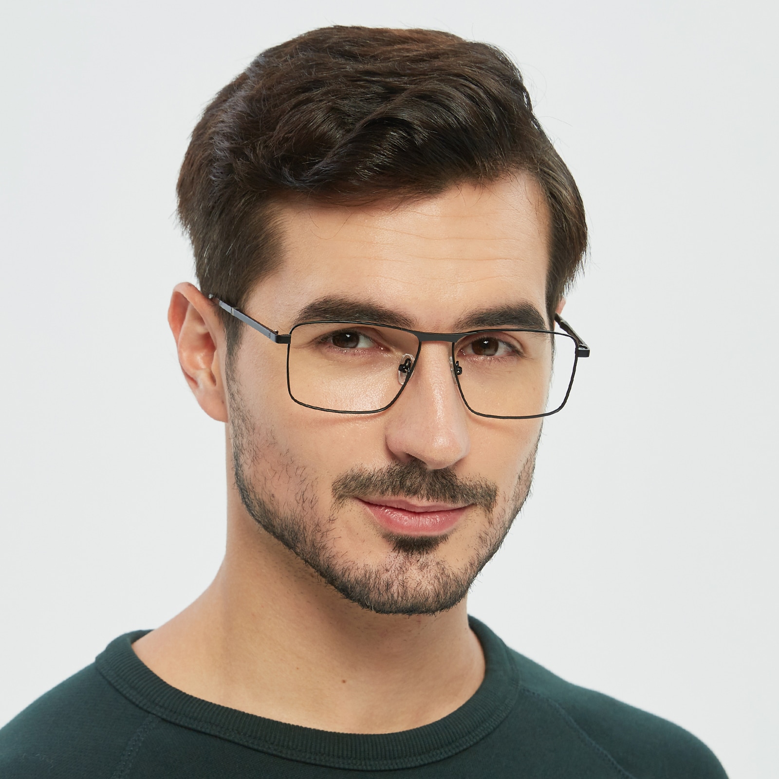 Rectangle Eyeglasses, Full Frame Black Metal - FM1467