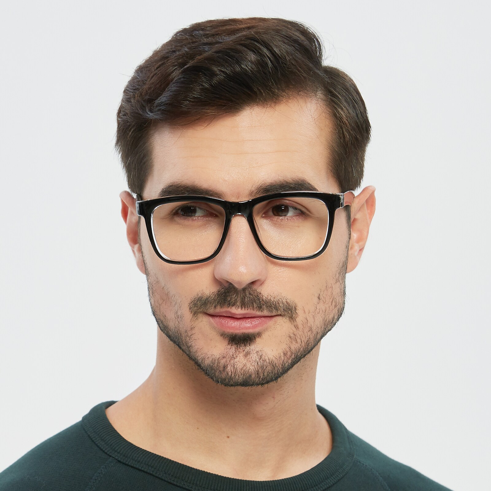 Square Eyeglasses, Full Frame Black/Crystal Plastic - FP1735