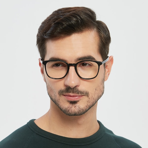 Pete Rectangle Black Full-Frame Acetate Eyeglasses | GlassesShop