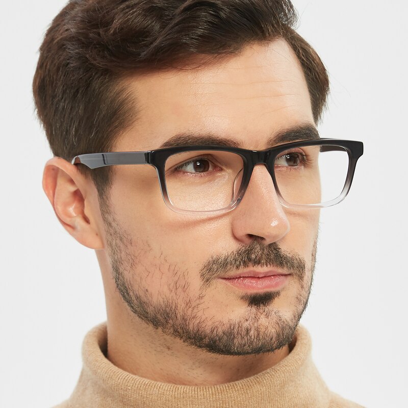 Arvin Black/Crystal Rectangle Acetate Eyeglasses