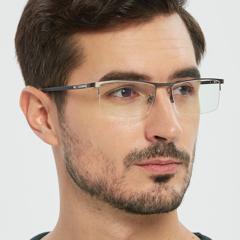 Bowen Gunmetal Rectangle Metal Eyeglasses