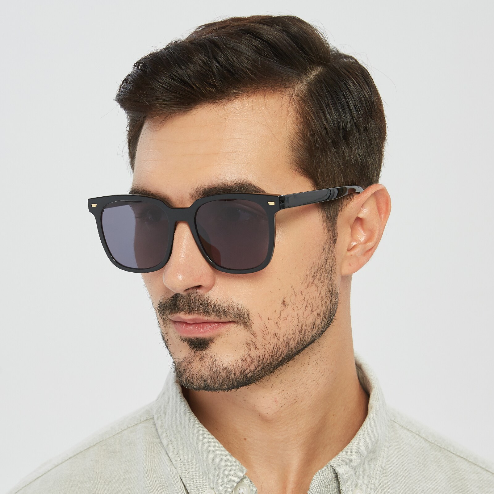 Horn,Square Sunglasses, Full Frame Black TR90 - SUP0896