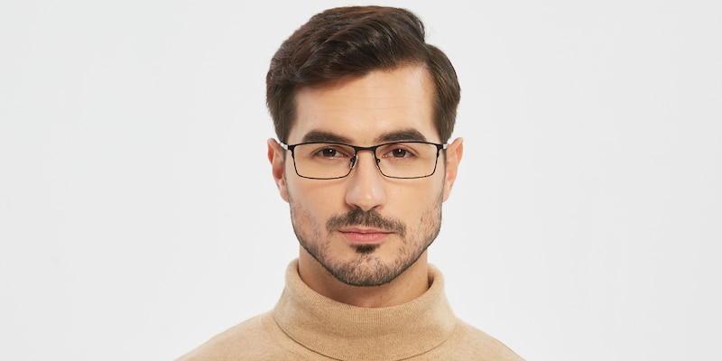 Lyndon Black Rectangle Metal Eyeglasses