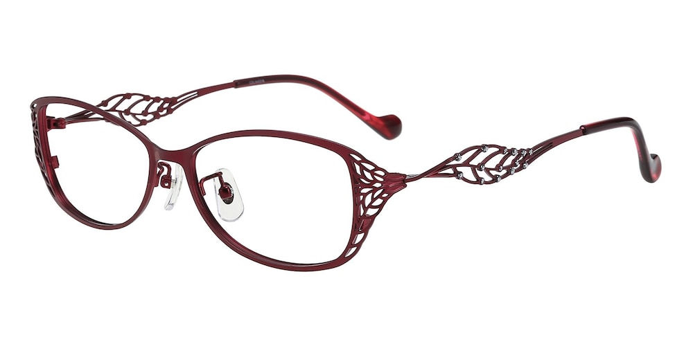 Amelia Red Oval Metal Eyeglasses