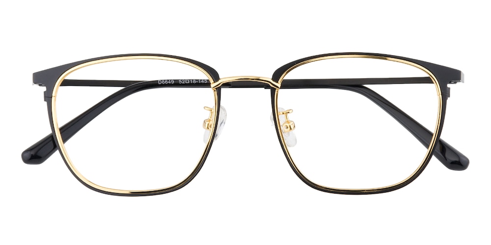 Naples Black/Golden Square Metal Eyeglasses