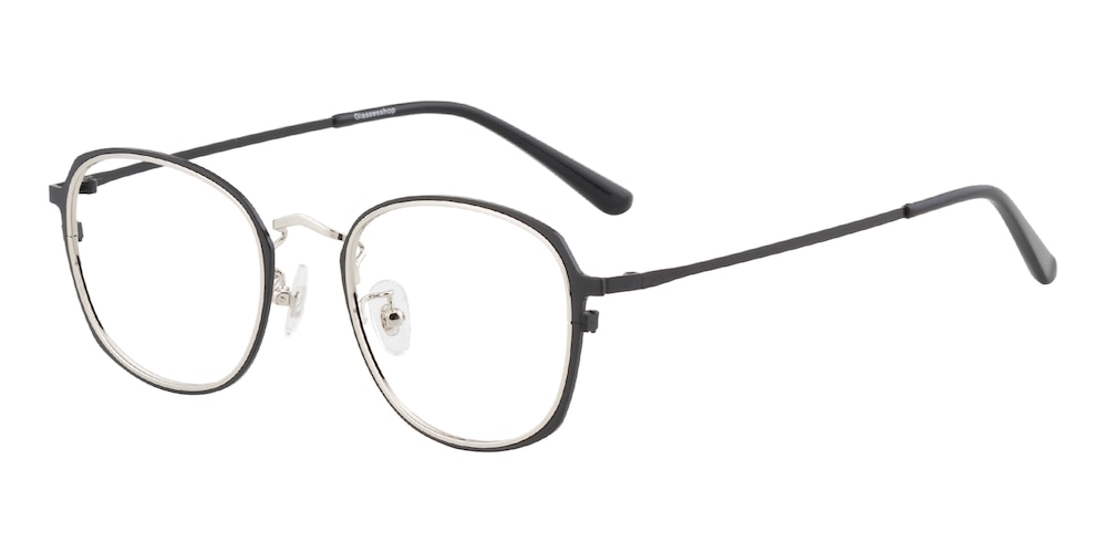 Colorado Black/Silver Oval Metal Eyeglasses