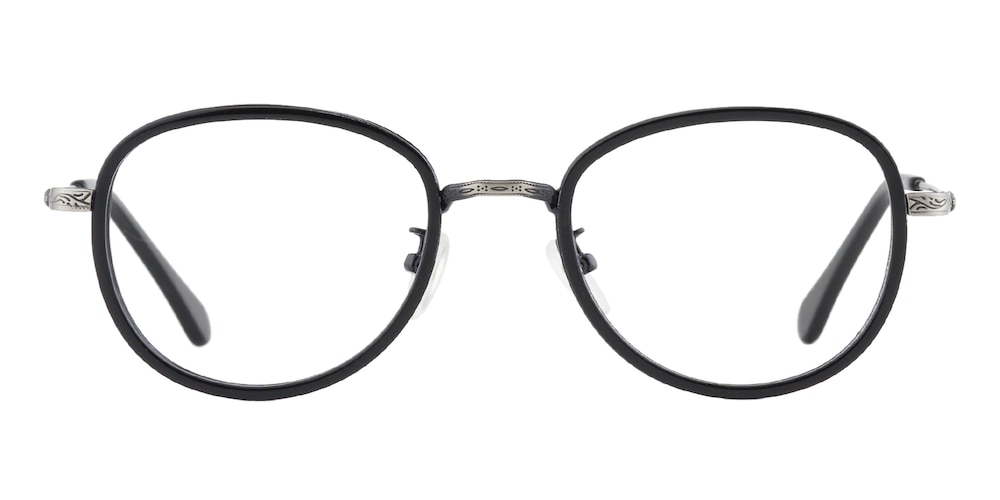 Solana Black/Gunmetal Oval Acetate Eyeglasses