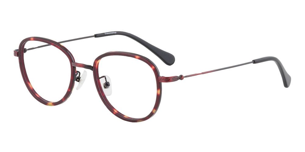 Solana Red/Tortoise Oval Acetate Eyeglasses